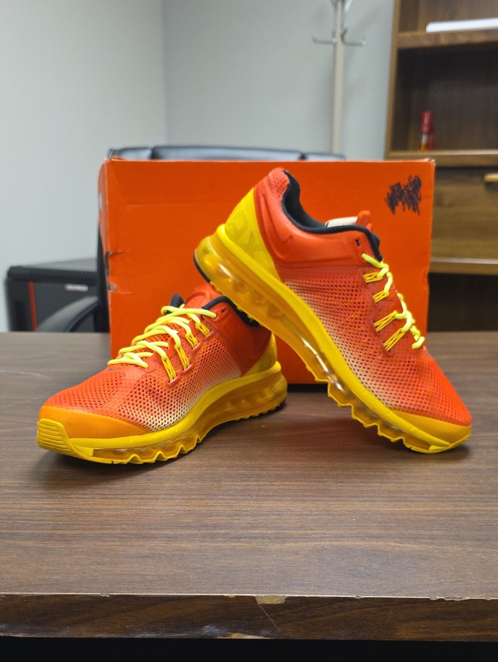 Nike Air Max+ 2013 Premium Orange Yellow 579954-807 Men's 8.5/Women's 10